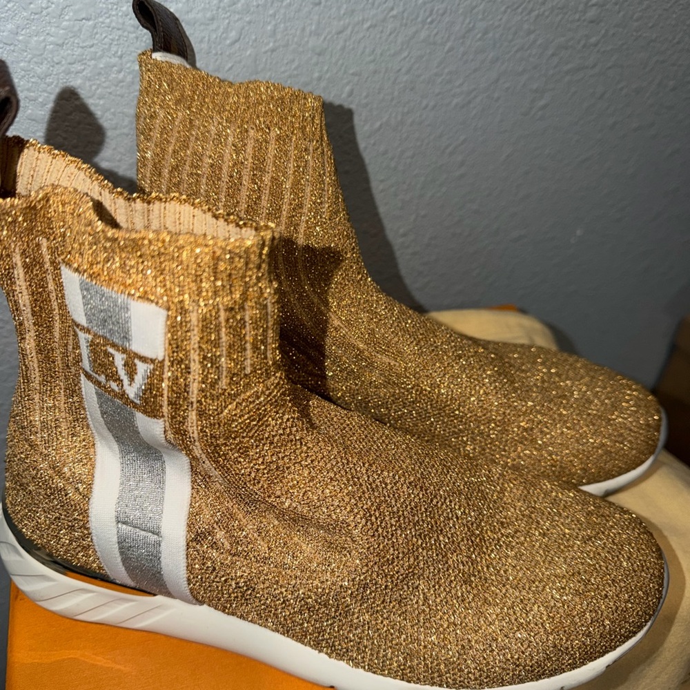 Louis Vuitton Gold Glimmer Slip-On Sneakers